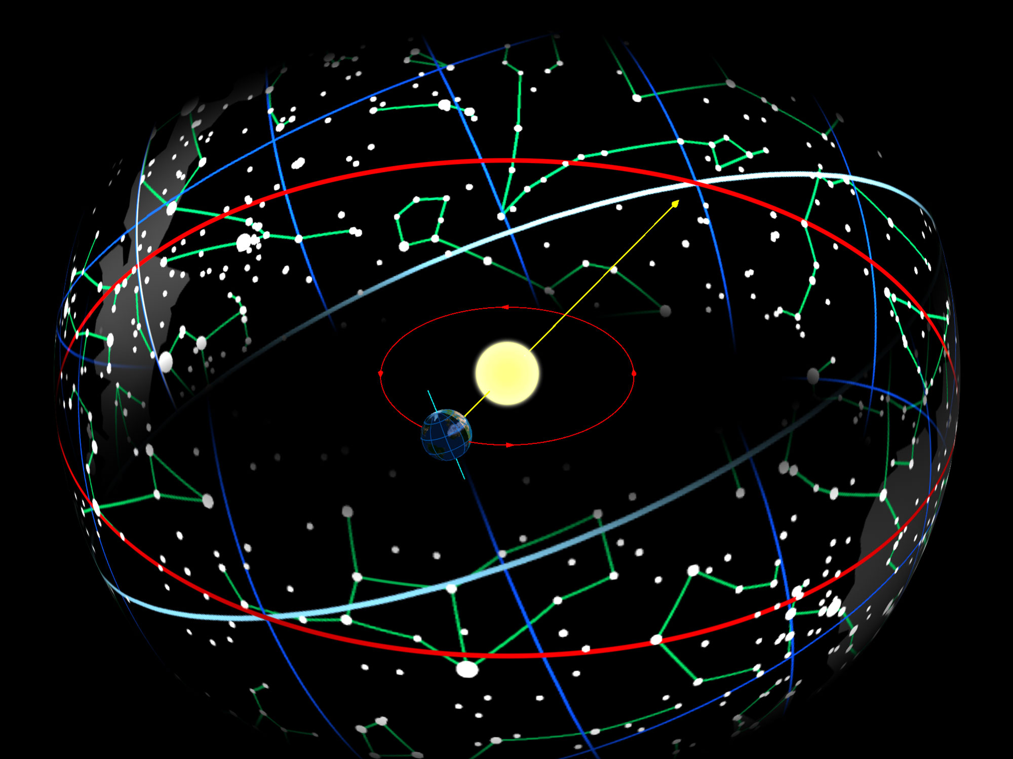 Zodiac wheel with 12 astrological signs and constellations